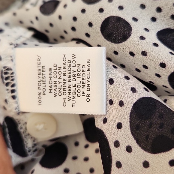 Loft Long Sleeve White with Black Polka Dots Blouse Size S - Picture 8 of 8